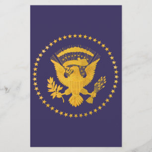 Gold Presidential Seal on Blue Ground Stationery