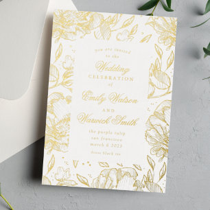 Gold Pressed Elegant Hand Drawn Floral Wedding