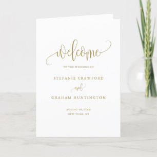 Gold Pretty Calligraphy Script Wedding Booklet Programme