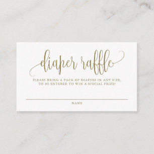 Gold Pretty Script Baby Shower Diaper Raffle Enclosure Card