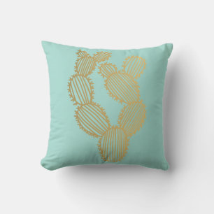Gold Prickly Cactus Doodle Cushion