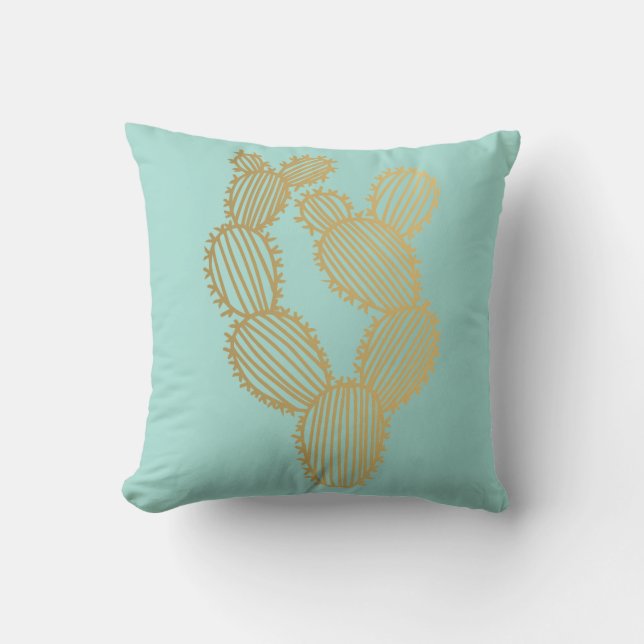 Gold Prickly Cactus Doodle Cushion (Front)