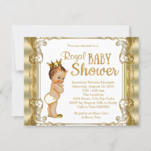 Gold Prince Baby Shower Invitation