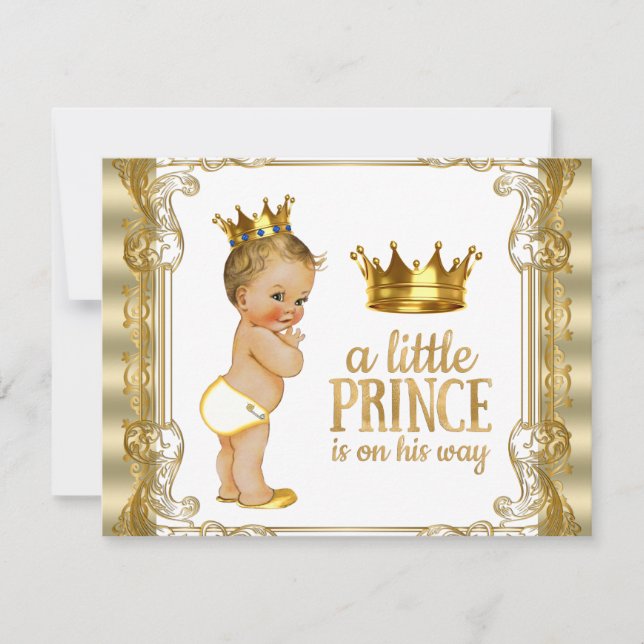 Gold Prince Baby Shower Invitation (Front)
