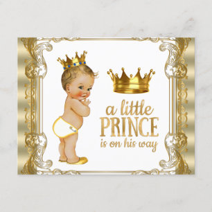 Gold Prince Baby Shower Invitation