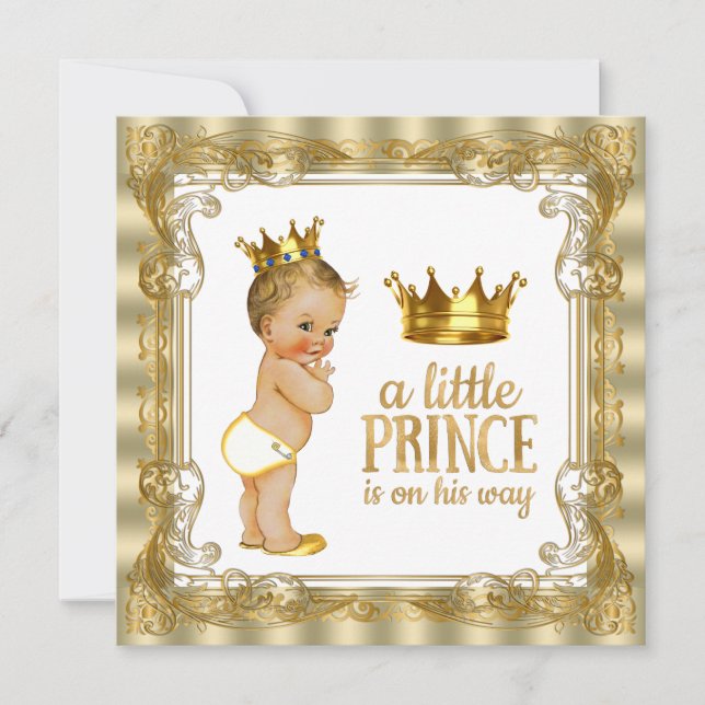 Gold Prince Baby Shower Invitation (Front)