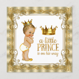 Gold Prince Baby Shower Invitation