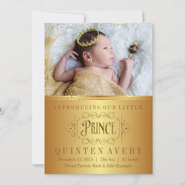 Gold Prince Birth Announcements (Front)