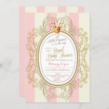 Gold Princess Baby Shower Invitation