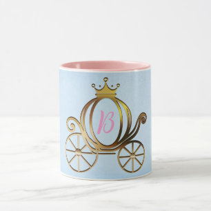 Gold Princess Carriage Blue Storybook Mug