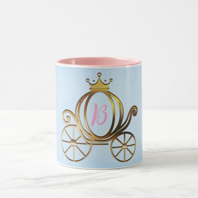 Gold Princess Carriage Blue Storybook Mug (Center)