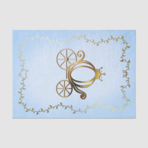 Gold Princess Carriage Blue Storybook Royal Tissue Paper