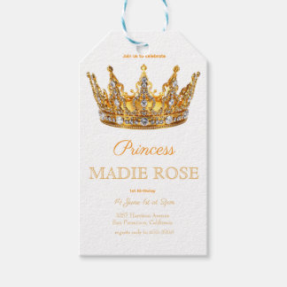 Gold Princess Crown Fairytale Birthday Gift Tags