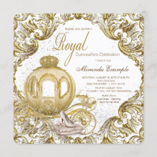 Gold Princess Quinceañera Invitation