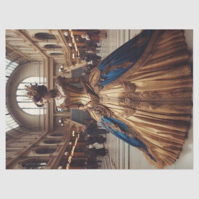 Gold Princess Steampunk Victorian Decoupage  Tissue Paper (Front)