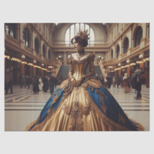 Gold Princess Steampunk Victorian Decoupage  Tissue Paper