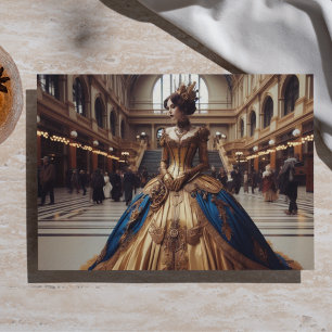 Gold Princess Steampunk Victorian Decoupage  Tissue Paper