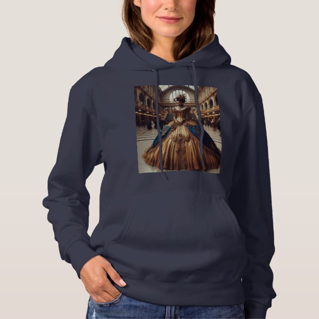 Gold Princess Steampunk Victorian Industrial Hoodie (Front)