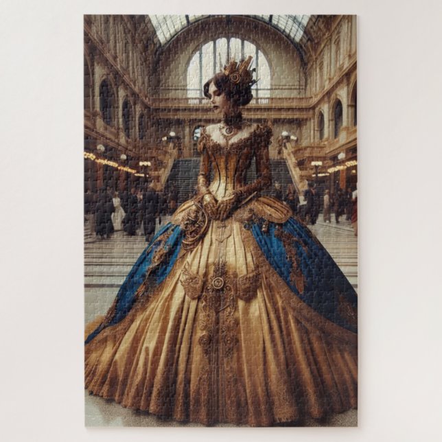 Gold Princess Steampunk Victorian Industrial Jigsaw Puzzle (Vertical)