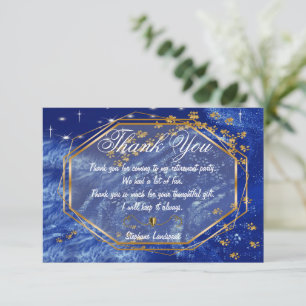 Gold Prints on Starry Icy Night Sky Thank You      Card