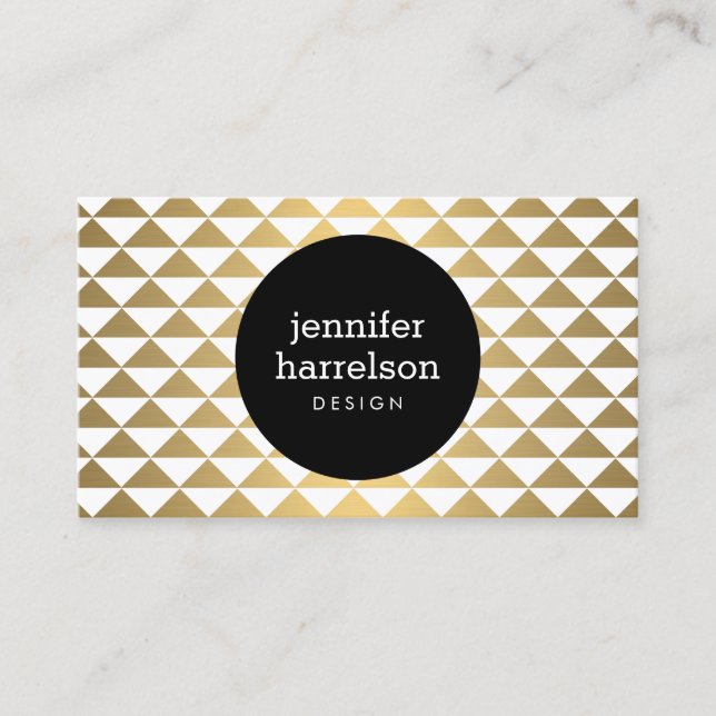 Gold Prism Modern Business Card (Front)