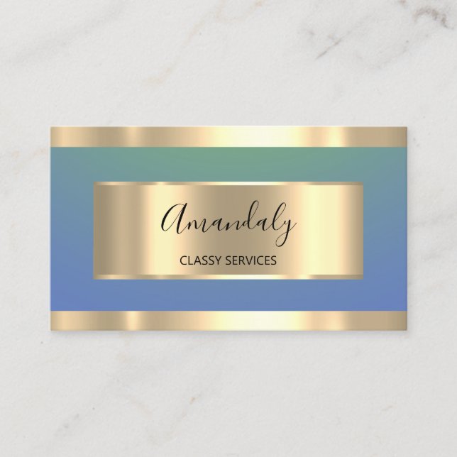 Gold Professional Consulting Dusty Blue Vip Business Card (Front)