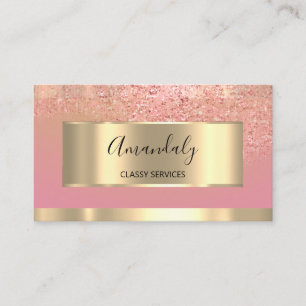Gold Professional Consulting Dusty Pink Glitter Business Card