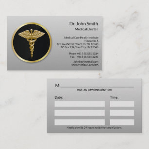 Gold Professional Medical Caduceus Appointment Card