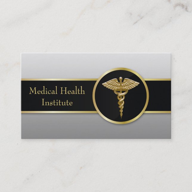 Gold Professional Medical Caduceus - Business Card (Front)