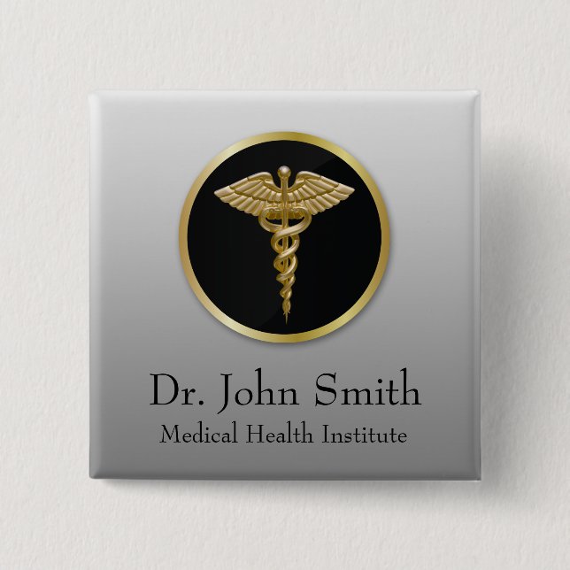 Gold Professional Medical Caduceus - Button (Front)