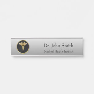 Gold Professional Medical Caduceus - Door Sign