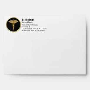 Gold Professional Medical Caduceus Envelope