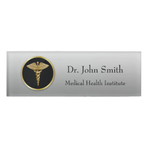 Gold Professional Medical Caduceus - Name Tag