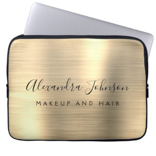 Gold Professional Metallic Monogram Business Laptop Sleeve