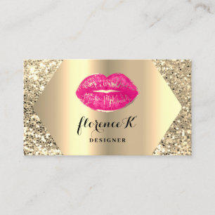Gold Professional Permanent Makeup Artist Pink Business Card