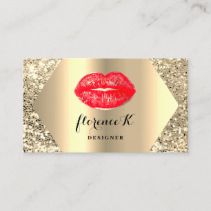Gold Professional Permanent Makeup Artist Red Business Card