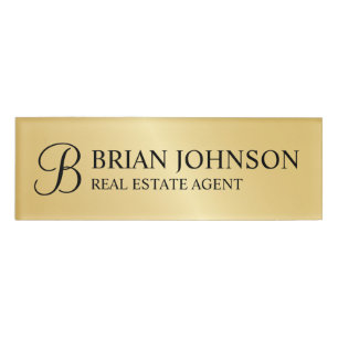 Gold Professional Personalised Monogram and Name Name Tag