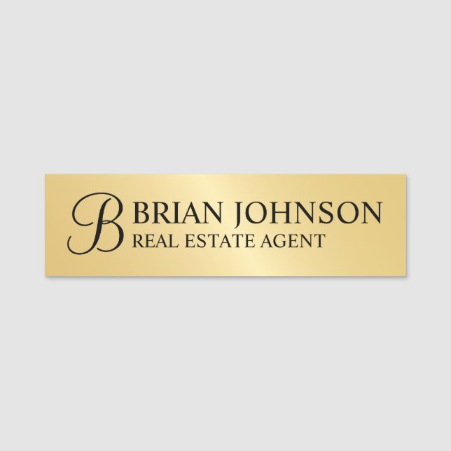 Gold Professional Personalised Monogram and Name Tag (Front)