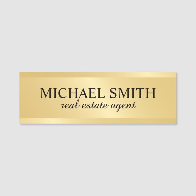 Gold Professional Personalised  Name Tag (Front)