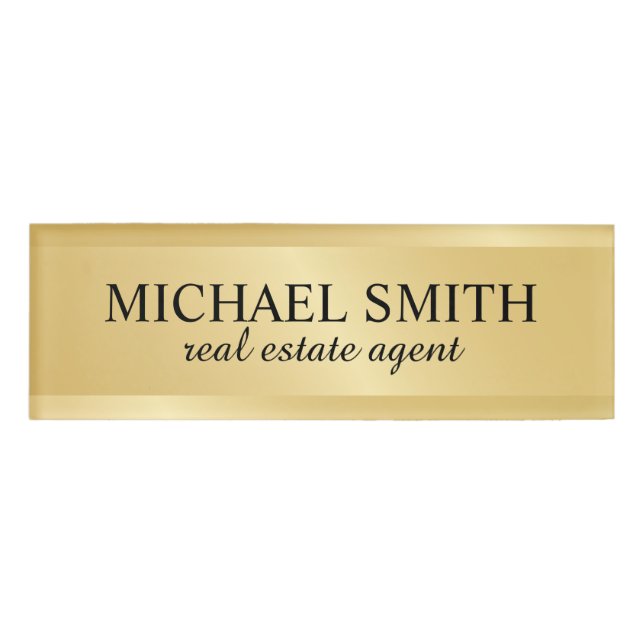 Gold Professional Personalised  Name Tag (Front)