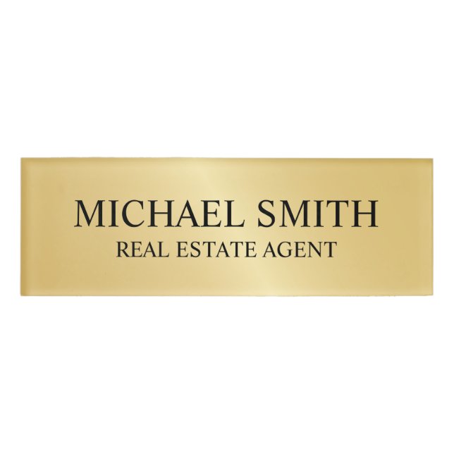 Gold Professional Personalised  Name Tag (Front)