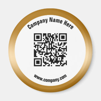 Gold Promotional Business Name QR Code Magnet