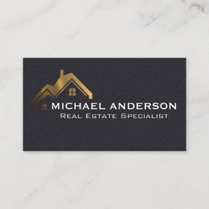 Gold Property Logo Leather Business Card