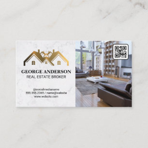 Gold Property Logo   Living Room   QR Code Business Card