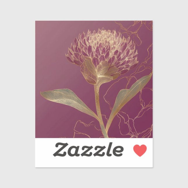Gold Protea Flower Burgundy Botanical Linework (Sheet)