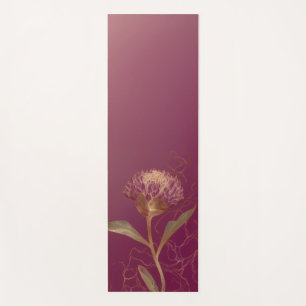 Gold Protea Flower Burgundy Botanical Linework Yoga Mat