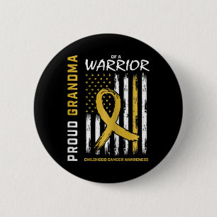 Gold Proud Grandma Childhood Cancer Awareness Amer 6 Cm Round Badge