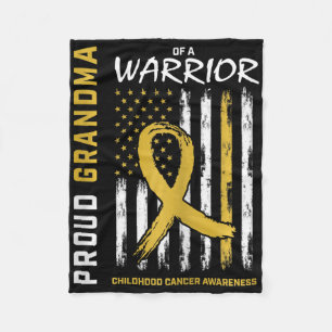 Gold Proud Grandma Childhood Cancer Awareness Amer Fleece Blanket