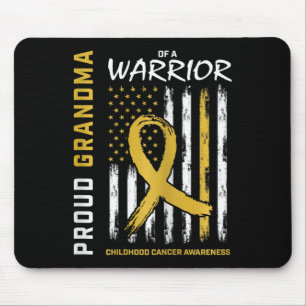 Gold Proud Grandma Childhood Cancer Awareness Amer Mouse Mat