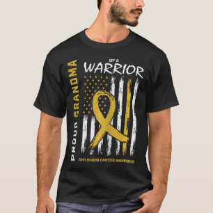 Gold Proud Grandma Childhood Cancer Awareness Amer T-Shirt